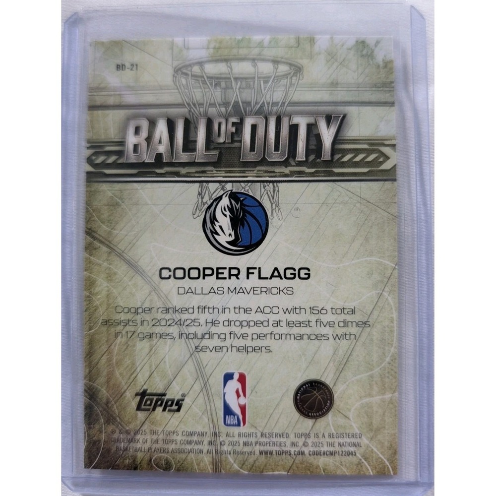 2025-26 Topps Chrome Cooper Flagg Ball of Duty RC Rookie Dallas Mavericks #BD-21 - Picture 2 of 2